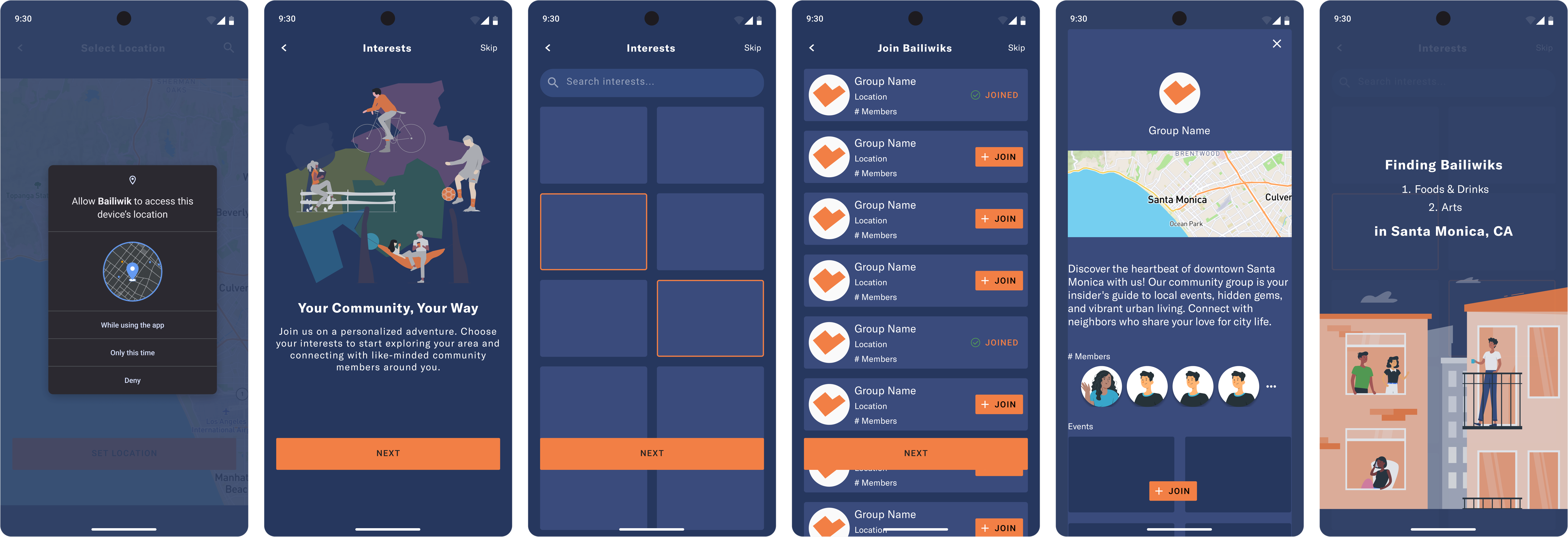 Key mid-fidelity screens from onboarding flows that never made to final designs