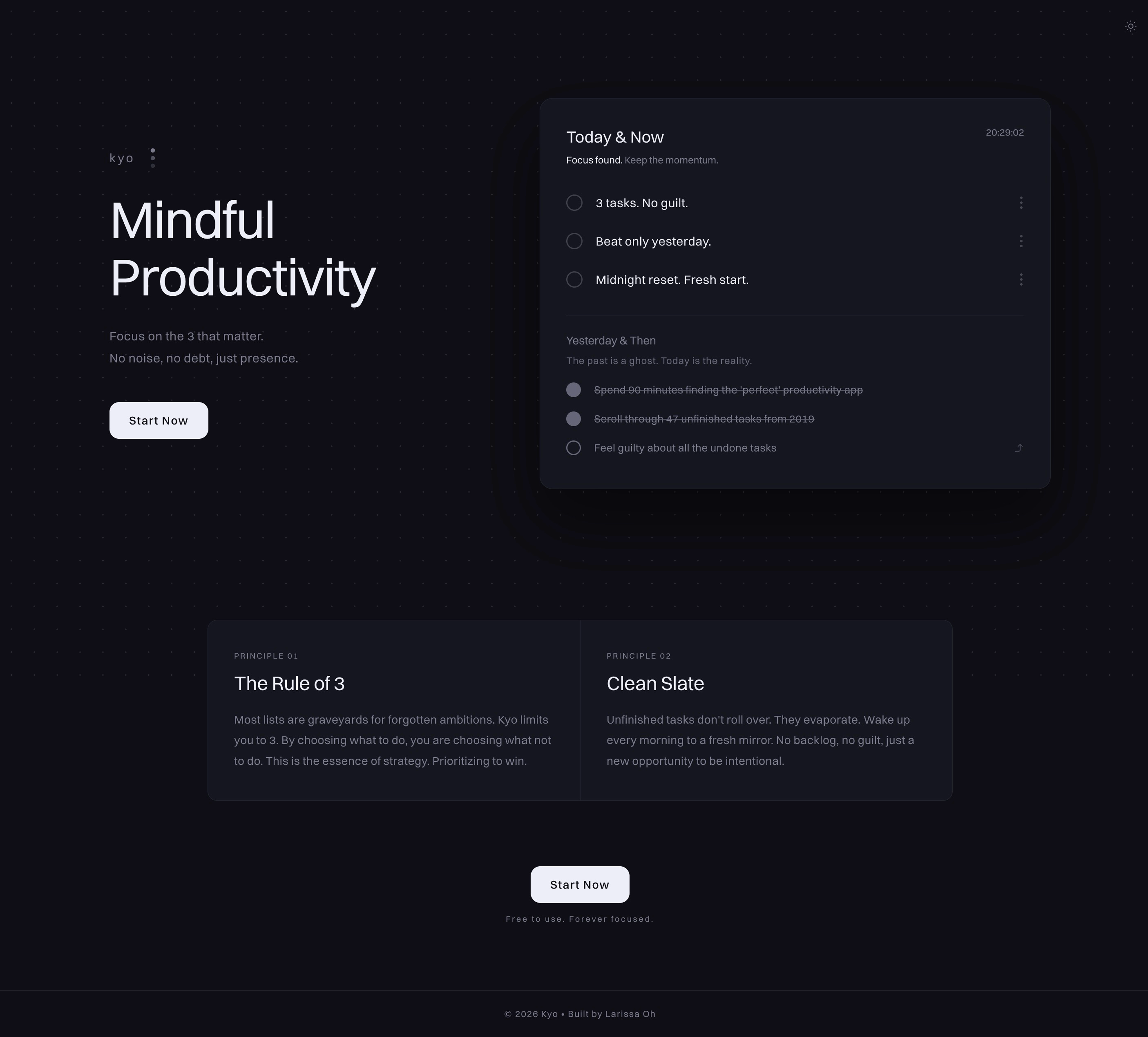 kyo landing page explains the product within product interface