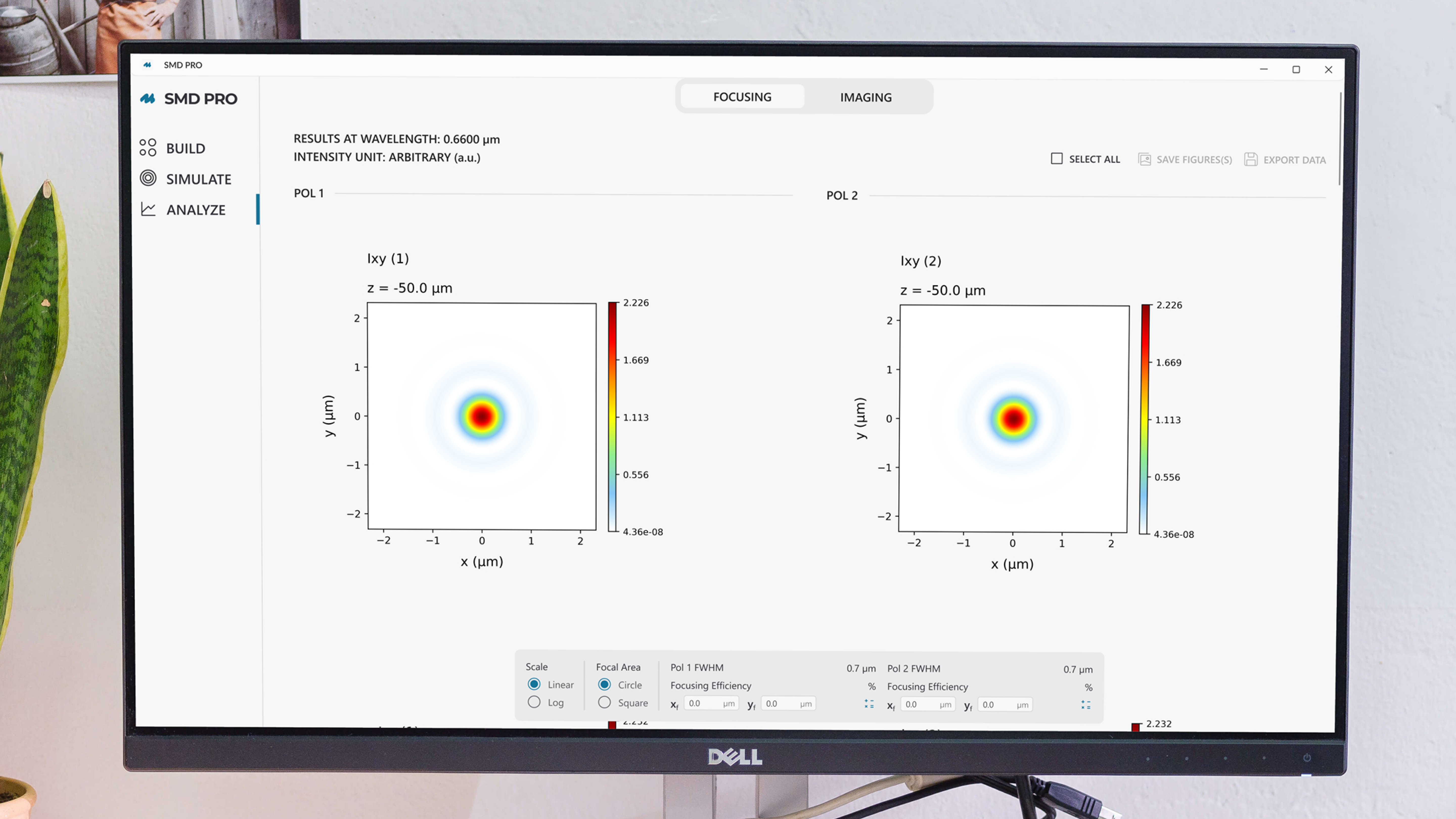SMD PRO ANALYZE module interface in display monitor mockup